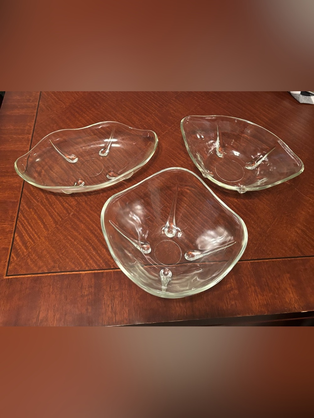 Set Of Three Vintage Anchor Hocking Swedish Modern Glass Serving Dishes